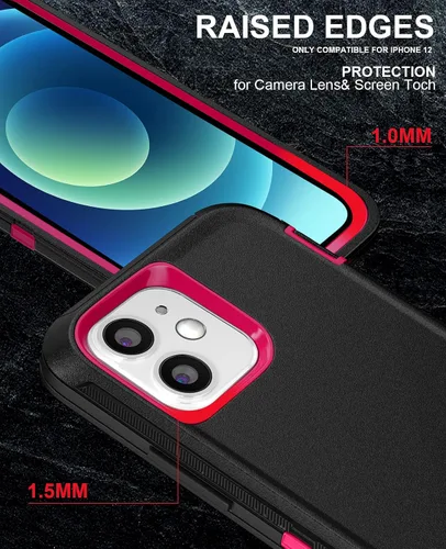 Vista 4 de Funda para iPhone 12 y iPhone 12 Pro (6.1 pulgadas), con 2 protectores de pantalla de vidrio templado