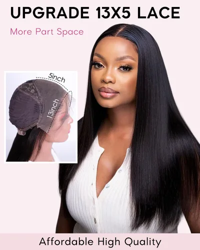 Vista 2 de Subella 12A Pelucas de encaje frontal HD de cabello humano con línea capilar prearrancada con cabello recién nacido, densidad de 180, 13x5, cabello