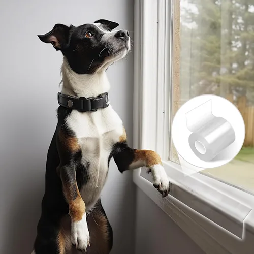 Vista 10 de Protector de puerta contra arañazos de perro, protector de alféizar de ventana, barrera de protección con escudo lateral transparente anti gato