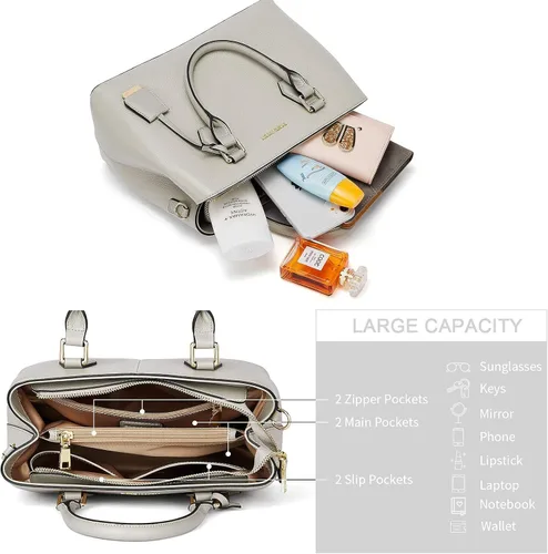 Vista 4 de BOSTANTEN Bolso de cuero para mujer diseñador Satchel hombro bolsas de asas paquete con las mujeres Cartera de cuero RFID bloqueo pequeña billetera