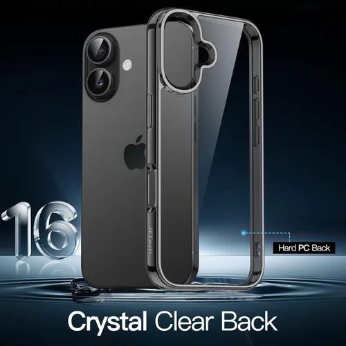 Vista 3 de JETech - Funda para iPhone 16 de 15,5 cm, cubierta a prueba de golpes sin amarillamiento, con parte trasera transparente antiarañazos (negro)