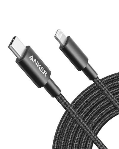 Vista 15 de Anker Nuevo Cable de Nylon USB C a Lightning, Certificado MFi de Apple para iPhone Serie 14, y Más (1 pie, Negro)