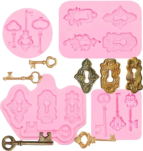 Vista 10 de Lock Key - Molde de silicona para fondant, paquete de 3 tornillos de arcilla para cinturón, molde de correas para chocolate, decoración de pasteles