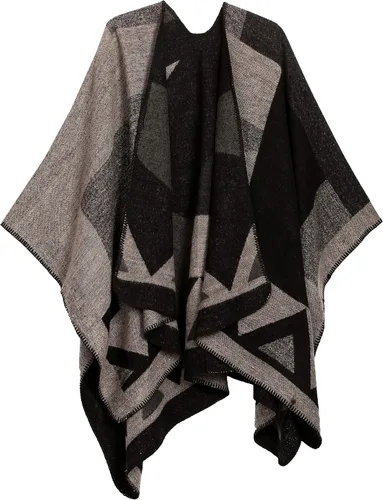 Vista 13 de Sakkas Mari - Poncho grande reversible para mujer, chal envolvente Negro