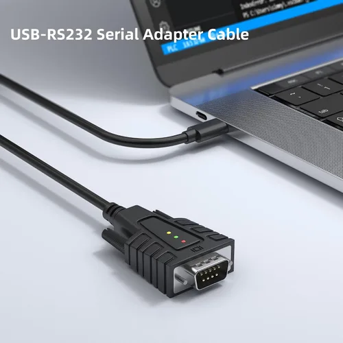 Vista 3 de SerialEdgeX Adaptador USB-C a Serial RS232 Indicadores de estado de 3 LED, 1 paquete Full-Pin RS232 Connectivity with Signal Support For Device