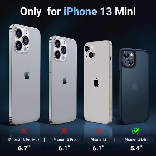 Vista 7 de TORRAS Funda diseñada a prueba de golpes para iPhone 13 Mini, protección militar contra caídas de 10 pies, parte trasera translúcida