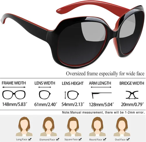 Vista 21 de Joopin Lentes de sol de gran tamaño para mujer, polarizados, grandes, para conducción, protección UV, grandes sombras