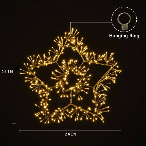 Vista 2 de Lightshare 320 luces LED de estrella de Navidad de 24 pulgadas, luces parpadeantes, blanco cálido, enchufe para decoración del jardín del hogar