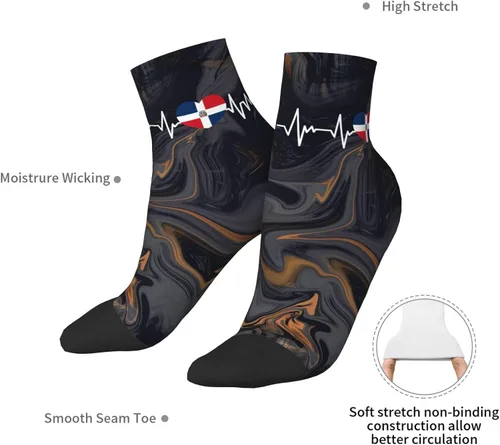 Vista 7 de Heartbeat I Love Dominican Republic Heart Flag Ankle Socks Winter Low Cut Sports Warm Breathable Comfort Casual Socks For Mens And Womens