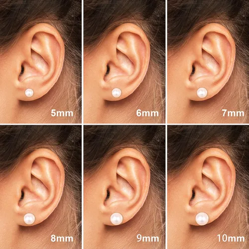 Vista 7 de Pendientes de perlas reales de agua dulce pendientes de perlas de calidad para mujer