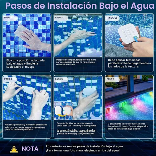 Vista 4 de Luces LED sumergibles con control remoto, luz LED subacuática impermeable, batería recargable, lámpara de 16 colores cambiantes, luces sumergibles