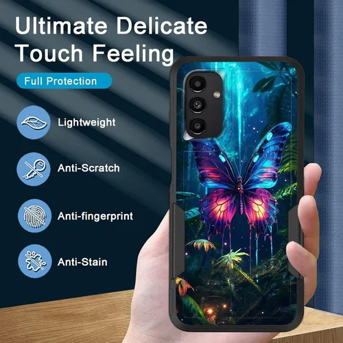 Vista 581 de Funda para Galaxy A14 5G, resistente de doble capa híbrida de policarbonato duro, goma suave, a prueba de golpes, funda protectora resistente