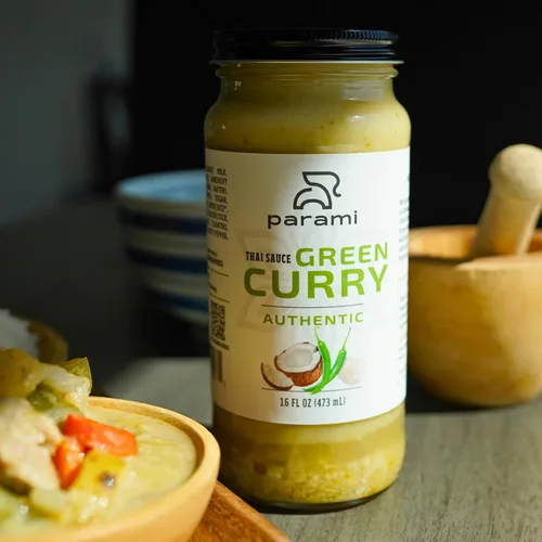 Vista 8 de Parami Salsa de curry tailandés tamaño 16 onzas (sin gluten, sin lácteos, sin nueces) (paquete de 1, verde)