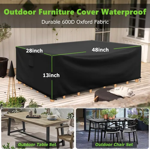 Vista 2 de [Usado] Fundas para muebles de patio impermeables, resistentes 600D, fundas para muebles de exterior para sofá seccional exterior, resistente al