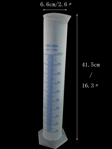 Vista 2 de Winterworm® Cilindro graduado plástico transparente 33.8 fl oz para pruebas de laboratorio
