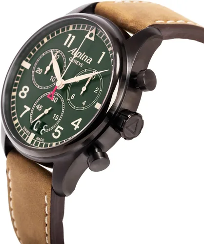 Vista 3 de Alpina AL372GR4FBS6 SmartimePilot Reloj analógico de cuarzo suizo marrón
