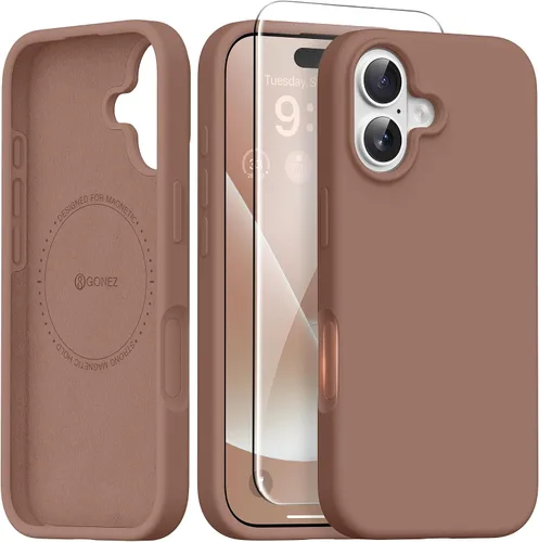 Vista 44 de GONEZ Funda magnética para iPhone 12 Case / 12 Pro Case, compatible con MagSafe, [protector de pantalla + protector de lente de cámara], funda