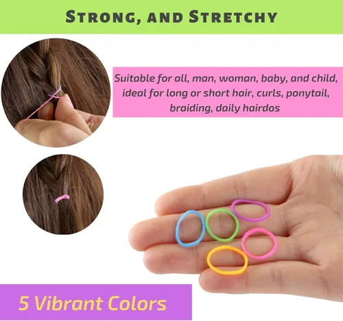 Vista 3 de Mr. Pen - Bandas de goma para el cabello de colores surtidos, paquete de 2400, mini lazos elásticos para cabello y niñas