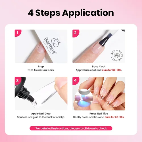 Vista 5 de Beetles - Kit de extensión de uñas extra cortas, 288 puntas de uñas, 12
