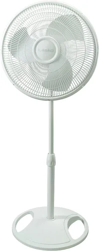 Vista 2 de Lasko Pedestal oscilante y ventiladores de soporte, blanco de 16 pulgadas y negro de 18 pulgadas