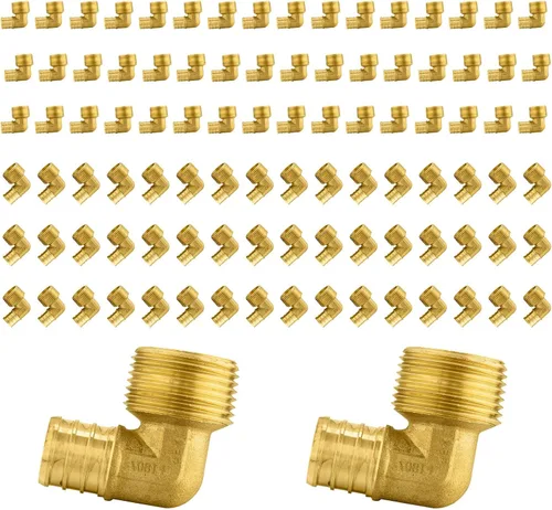 Vista 11 de Paquete de 5 accesorios PEX, adaptador de codo NPT roscado macho de 1/2" PEX x 1/2", ASTM F1807