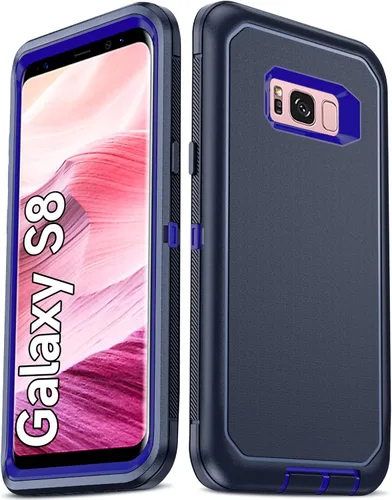 Vista 16 de LeYi Funda compatible con Galaxy S8: no compatible con S8 Plus: cubierta exterior de goma 3 en 1 de cuerpo completo a prueba de golpes, resistente
