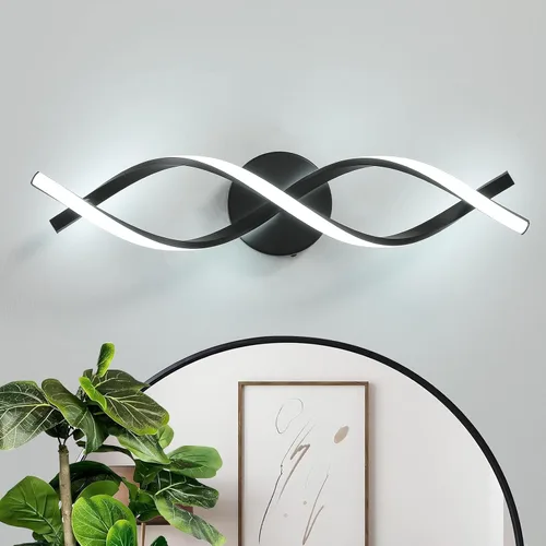 Vista 11 de Moderna iluminación LED negra para tocador, lámpara de baño sobre espejo, 18 pulgadas, 6000 K blanco frío Negro-18