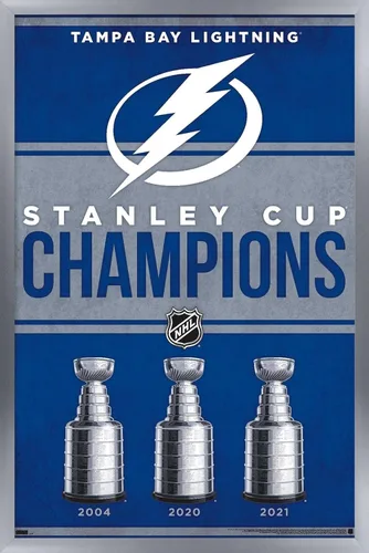 Vista 11 de Trends International NHL Tampa Bay Lightning - Póster de pared Champions 23, 22.4 pulgadas de largo x 14.7 pulgadas, versión enmarcada de madera