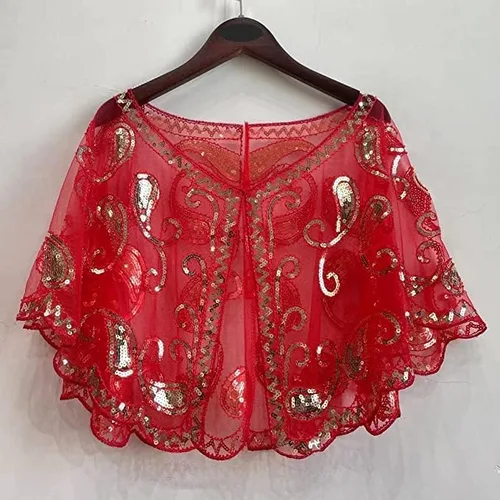 Vista 3 de Specell 1920s Shawls and Wraps for Evening Dresses,Wedding Shawl,Handmade Sequin Beaded Evening Shawl Bridal Wrap 22