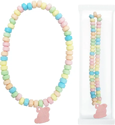 Vista 2 de Collar de caramelo de conejo de Pascua, masticables multicolor con sabor a frutas para recuerdos de fiesta