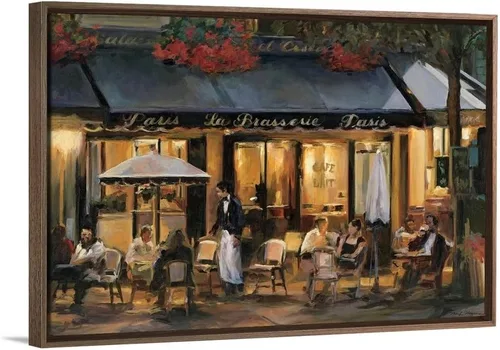 Vista 10 de CANVAS ON DEMAND La Brasserie Lienzo de Arte Mural Enmarcado Flotante Negro por Marilyn Hageman, Tradicional, Decoración del Hogar, Escena
