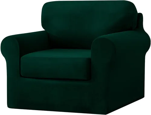 Vista 73 de UNBBRRL Fundas de sofá de 3 piezas para sofá, funda de terciopelo elástico para sillón con 1 funda de cojín de asiento y 1 funda de respaldo