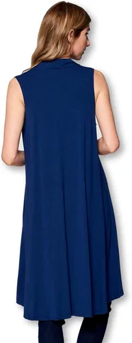 Vista 4 de Chaleco de punto largo sin mangas de viscosa extra suave hecha de bambú para mujer