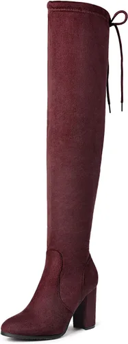 Vista 12 de DREAM PAIRS - Botas altas hasta el muslo de moda para mujer, botas largas y sexis de piel sintética con tacón ancho medio Negro