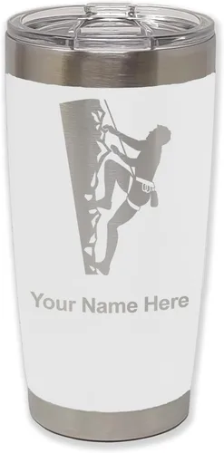 Vista 31 de LaserGram 20oz Vacuum Insulated Tumbler Mug, Rock Climber, Personalized Engraving Included (Coral)