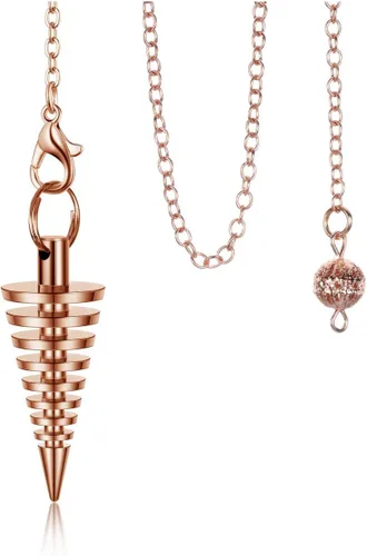 Vista 5 de PESOENTH Cadena de péndulo de péndulo de sanación de reiki de metal de cobre, cadena de péndulo de curación de reiki, dije de espiral de plata