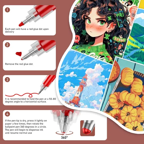 Vista 3 de DICEKOO Bolígrafos de gel acrílico para colorear 72 colores, punta fina de 0.039 in con control automático de tinta, 30% más de tinta, bolígrafos