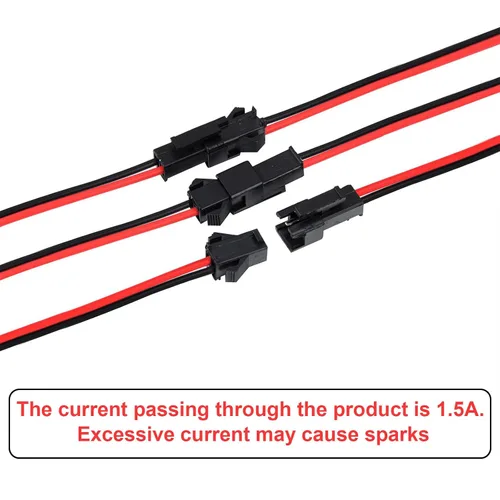 Vista 2 de Adaptador de conector macho y hembra de 22 AWG de 2 pines con cable eléctrico de 5.315 in para luz LED, 20 pares