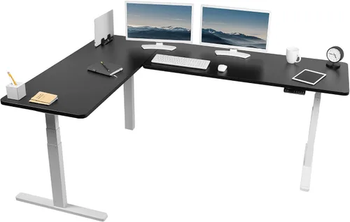 Vista 50 de VIVO DESK-KIT-3E8BO - Escritorio eléctrico de altura ajustable de 83 x 60 pulgadas para trabajar de pie, con 2 cubiertas sólidas de bambú, marco