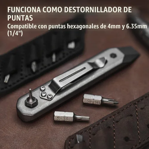 Vista 5 de KeyUnity KR00 EDC Barra de palanca de bolsillo Bit Bar de titanio Multiherramienta con clip de bolsillo