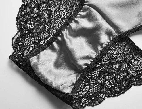 Vista 5 de SilRiver Bragas de satén de seda para mujer, ropa interior brillante Tanga