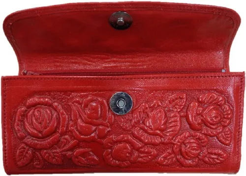 Vista 6 de Sharpshooter - Cartera de piel con diseño de rosas florecientes occidentales