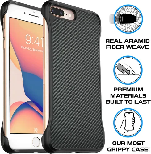 Vista 3 de REBEL Funda para iPhone 8 Plus, serie 7 Plus, lados expuestos Gen-1 para mayor comodidad, protección y a prueba de golpes, ajuste delgado, sin