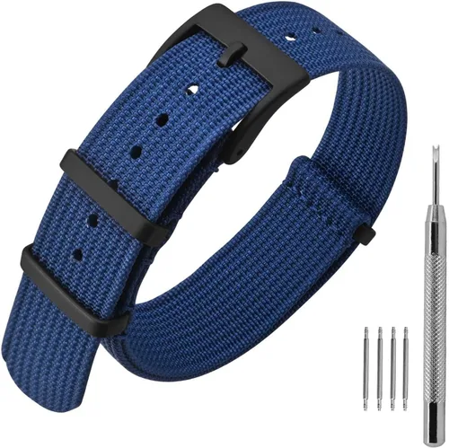 Vista 25 de ANNEFIT - Correa de reloj de nailon de 16mm 18mm 20mm 22mm, correas de reloj militares impermeables de una pieza con hebilla resistente