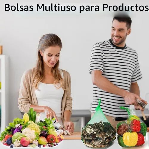 Vista 5 de 100 bolsas de malla reutilizables de 24 pulgadas, cebollas, bolsas de malla de mariscos