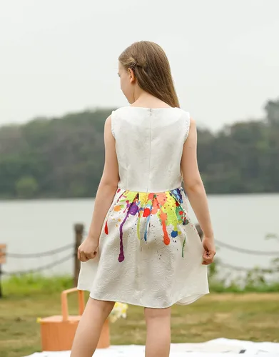 Vista 7 de Vestido informal de verano 21KIDS con estampado creativo artístico multicolor tallas 6-12