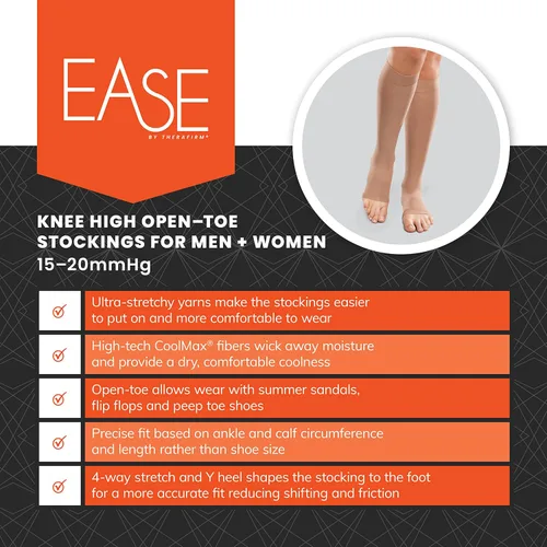 Vista 3 de Therafirm Ease Open-Toe - Medias de compresión suaves de 15-20mmHg