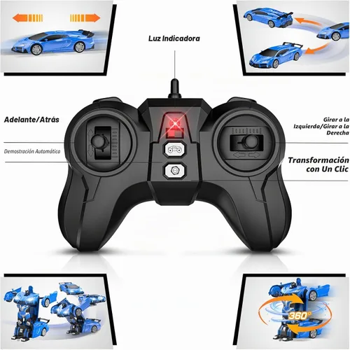 Vista 6 de Qumcou Auto de control remoto de transformación, autos RC para niños de 3 a 5 6 a 8 años, autos de juguete transformables con un botón, 2.4 GHz