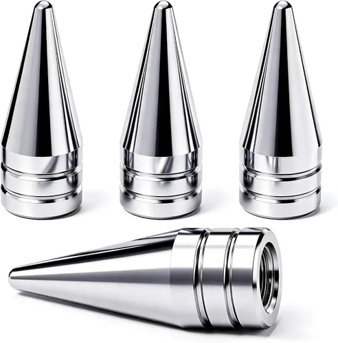 Vista 69 de 4 piezas de tapas de válvula de rueda con forma de punta, válvula de rueda de aleación de aluminio con punta, cubiertas universales de válvula