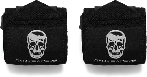 Vista 7 de Gymreapers Muñequeras de levantamiento de pesas (aprobadas por IPF) de 18 pulgadas, soporte de muñeca de calidad profesional con lazo para el pulgar